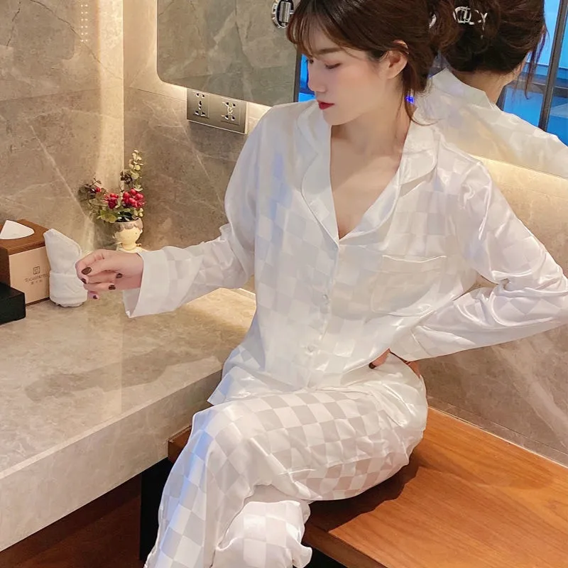 COD 2023 New Summer Women s High End Thin Ice Silk Pajamas Long