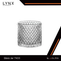 JJGLASS - (LYNX) Glass Jar 7433 - กระถางธูปแก้ว กระถางคริสตัล กระถางธูปเจียระไน ลวดลายหนามขนุน เนื้อใส ความสูง 10 ซม.