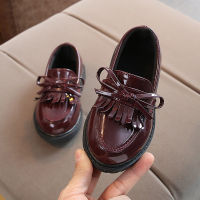Fashion Girls Oxford Shoes Children Dress Leather Shoes For School Party Formal Wedding Rubber Kids Flats Black
