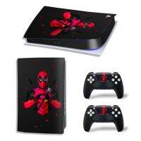 (MQ รูปแบบใหม่) PS5 Marvel Deadpool รุ่นดิจิตอลฝาครอบรูปลอกสติ๊กเกอร์สกินสำหรับคอนโซลของ PlayStation 5และตัวควบคุม2ตัว PS5เคสสติ๊กเกอร์สกินและอ่าว