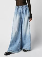 ‘；’ Fashion Women’S Baggy Jeans Fashion Mid Rise Wide Leg Denim Pants Casual Capris Streetwear Trousers Female