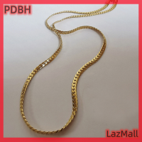 PDBH Fashion Store แฟลชเซลสร้อยโซ่โลหะไทเทเนียมแฟชั่นสำหรับผู้ชายผู้หญิงสีทองโซ่แส้ม้าของขวัญสร้อยโชคเกอร์มินิมอล