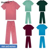 High Quality Thickened Fabric Solid Color Multi Pocket Multifunctional Unisex Medical nursing Uniform Operating Room Scrubs Suit