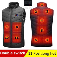 2021 Men Outdoor USB Infrared Heating Vest Jacket Men Winter Electric Heated Vest Waistcoat For Sports Hiking Oversized 5XL