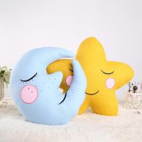 ZZOOI Baby Room Cartoon Pillow Cotton Sky Pillows Cloud Star Elf Water Drop Moon Back Cushion Children Room Cot Decor Nature Pillow