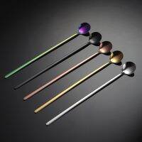 304 stainless steel coffee spoon Korean Long-handle Coffee Spoon Round Head Spoon Stirring Spoon