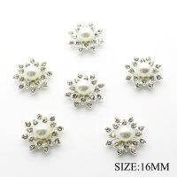 10ชิ้นล็อต16มิลลิเมตรโลหะผสมปุ่มมุกปุ่ม rhinestone สำหรับเสื้อผ้า S Nap แบนกลับผ้าปุ่มสำหรับงานแต่งงานผมผูกตกแต่ง