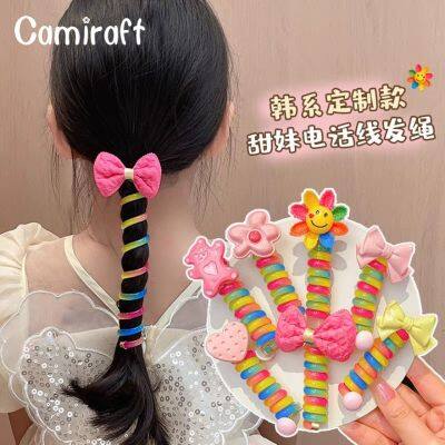 Camiraft เชือกผูกโทรศัพท์ลายการ์ตูนน่ารัก,เชือกถักเปียยางรัดยางรัดผมยาวผมหางม้าดอกไม้แปลกใหม่เครื่องประดับผลไม้สำหรับผู้หญิงเด็กผู้หญิงเด็ก