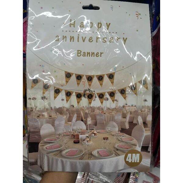 Happy Anniversary Metallic Gold Banderitas | Lazada PH