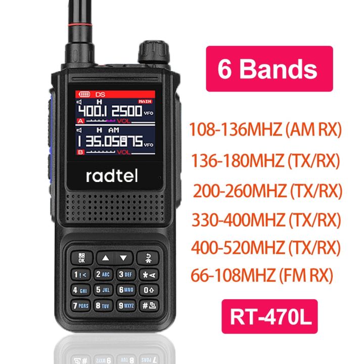 Radtel RT-470L 5W 6 Ban Nhạc Nghiệp Dư Ham Radio Hai Chiều Trạm 256ch Ban  Nhạc Không Khí Bộ đàm NOAA màu LCD Cảnh Sát Máy Quét Hàng Không 