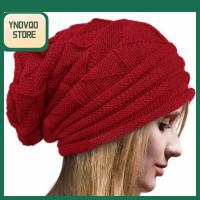 YNDVQO STORE Casual Solid Skullies Crochet Hat Women Caps Wool Knitted Beanie