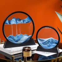 【CW】 Oranment Hourglass Flowing Sandscape Round Quicksand Painting Gifts