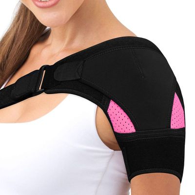 เข็มขัดพยุงไหล่ผู้ชายผู้หญิงระบายอากาศได้ที่มีแผ่นกันกระแทก Neoprene ที่รองไหล่ปลอกรัดสวมแขนถุงใส่น้ำแข็งอาการปวด