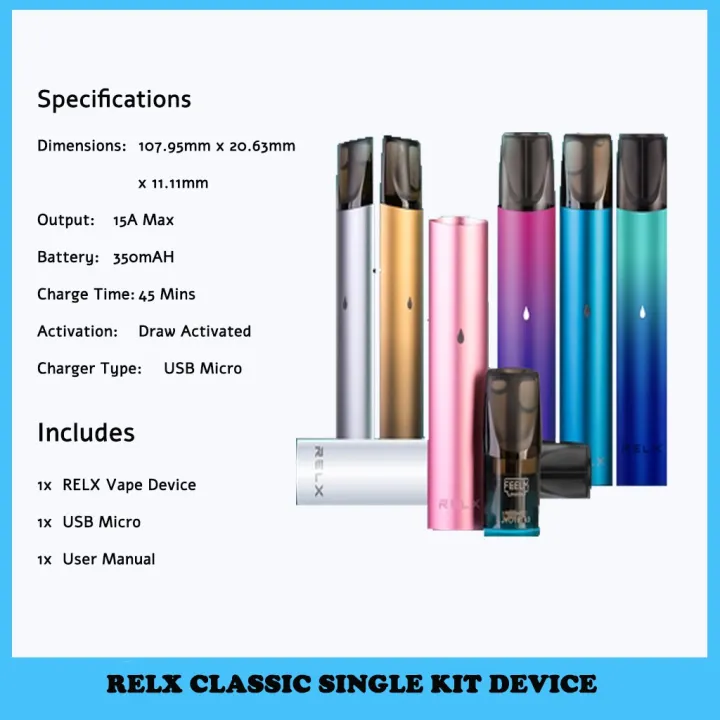 Original Relx Classic V1 Starter Kit Device Relx Veex Pods Compatible ...