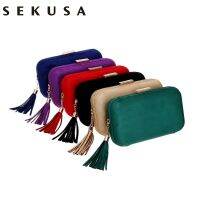 SEKUSA กระเป๋าคลัทช์สำหรับงานแต่งงานมีพู่กระเป๋าเงินสะพายไหล่แฟชั่นกระเป๋างานราตรีสำหรับผู้หญิงมาใหม่ล่าสุด