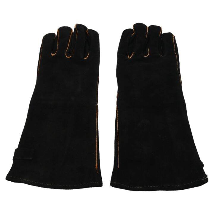 extreme-heat-amp-fire-resistant-gloves-leather-with-stitching-mitts-perfect-for-fireplace-stove-oven-grill-welding-bbq-mig-pot-holder-animal-handling-black