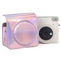 สำหรับ FUJIFILM Instax SQ1หนังพียูสีสันสดใส Aurora กระเป๋าใส่กล้องถ่ายรูปพร้อมสายรัด (สีชมพู)