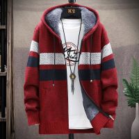 [COD] 2022 autumn and winter new mens simple knitted jacket solid loose fleece hooded cardigan