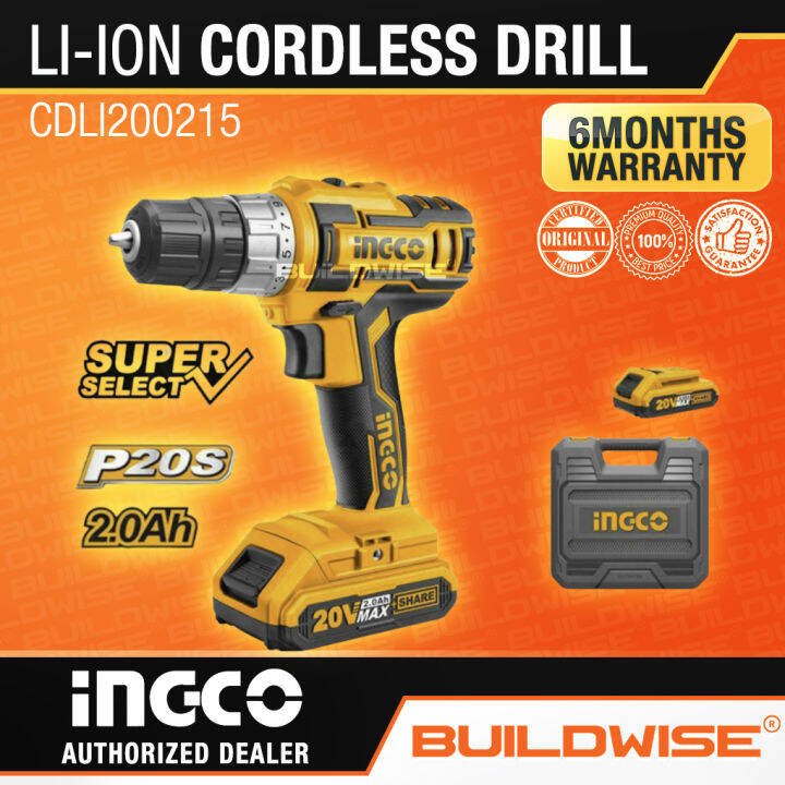 Ingco LiIon Cordless Drill CDLI200215「BUILDWISE®」 *NEW ARRIVAL