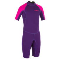 ชุดเวทสูทโต้คลื่นขาสั้นนีโอพรีน 1.5 มม. สำหรับเด็ก สีม่วง ชมพู  SURF SHORTY CHILDRENS WETSUIT 1.5MM NEOPRENE PURPLE PINK OLAIAN