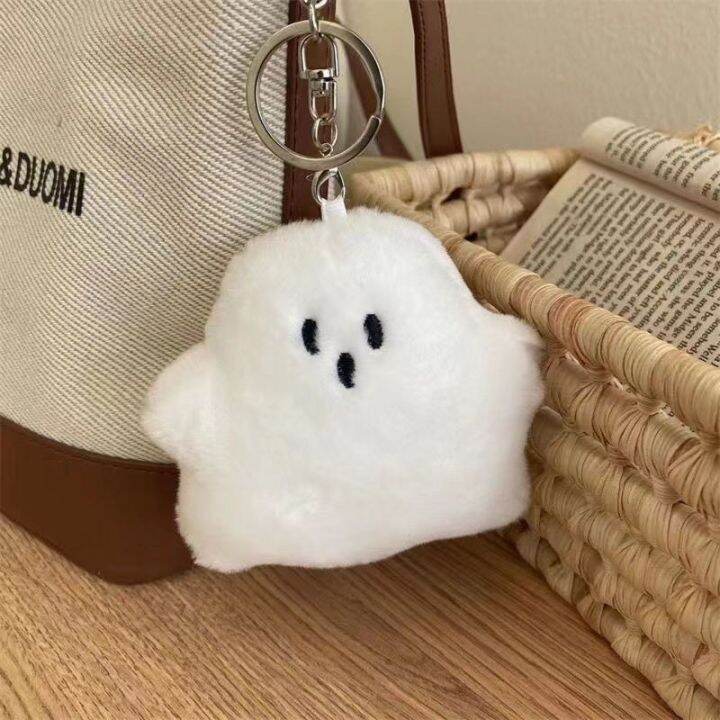 childrens-gift-keychain-cute-keychain-for-car-keys-kawaii-plush-keyring-funny-school-bag-pendant-white-ghost-keychain