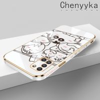 Chenyyyka เคสปลอกสำหรับ Samsung Galaxy A31ชั้นหนึ่งลายการ์ตูนเรียบง่ายลายดินสอสีชินจันเคสแฟชั่นขอบชุบสุดหรูเคสโทรศัพท์กันกระแทกคลุมทั้งหมดป้องกันเลนส์กล้อง