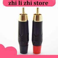 zhilizhi Store RCA Male Plug power Connector Gold Plating Adapter Pigtail Speaker for 6MM Audio Cable Black Red Color