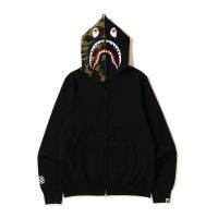 BAPE เสื้อสเวตเตอร์ถักผู้ชายลายพราง,ผ้าฝ้ายบริสุทธิ์คู่รักพร้อมฮู้ดซิปกำมะหยี่ทันสมัยเสื้อแจ็คเก็ตชายแบรนด์