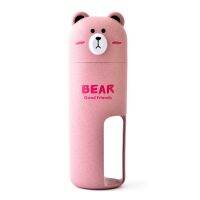 Allwin การ์ตูน Bear TOOT Hbrush กรณีพร้อม TOOT Hbrush ยาสีฟันขนาดพกพา Organizer ถ้วย