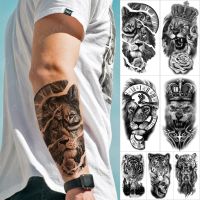 hot【DT】 Temporary Sticker Wolf Tiger Arm Fake Tattoos Sleeve Men