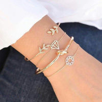 Tocona 4 ชิ้น/เซ็ตแฟชั่นโบฮีเมีย Leaf Knot Hand Cuff Link Chain Charm สร้อยข้อมือกำไลข้อมือสำหรับสร้อยข้อมือผู้หญิง Femme เครื่องประดับ 6115-fbgxbgdbnxxfn