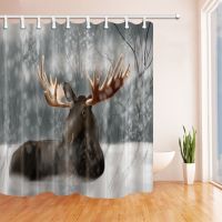 Reindeer Decor Shower Curtain Bathroom Waterproof Bath Curtain Shower Curtains Toilet Door Curtain