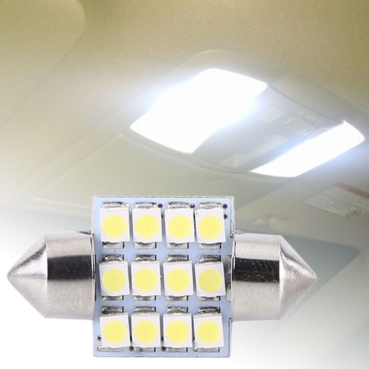 2pcs-สีขาว-12v-12smd-31-มม-หลอดไฟ-led-ภายในรถ-ไฟอ่านประตู-dome-light