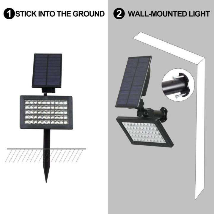 พลังงานแสงอาทิตย์แสงแสงกลางแจ้ง-50-led-พลังงานแสงอาทิตย์ปอตไลท์โคมไฟสนามหญ้า-ip65-กันน้ำการรักษาความปลอดภัยโคมไฟติดผนังที่มีการเปิดอัตโนมัติ-ปิดอัตโนมัติสำหรับสวนลานถนน