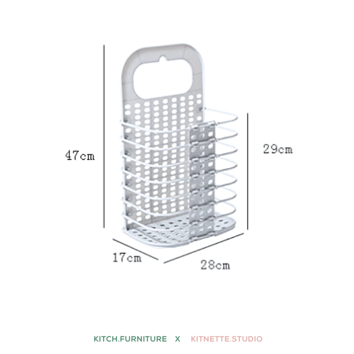 ตระกร้าใส่ผ้า-พับได้-แบบแขนวผนัง-ขนาดกระทัดรัด