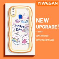 YIWESAN เคสสำหรับ VIVO Y91เคส Y95 Y91i หมีกระต่ายสีสันสดใสมาการองลายคลื่นเคสมือถือกันกระแทกแบบใสนิ่มเคสโปร่งใสลายกล้องถ่ายรูปที่สร้างสรรค์ซิลิกาเจลฝาครอบป้องกัน