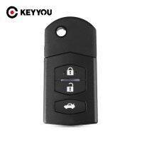 Keyyou เคสพับรีโมตได้3ปุ่มสำหรับกล่องเก็บกุญแจพลิกได้มาสด้า2 3 5 6 Mx5 Rx8