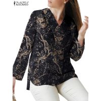 COD dhdfxcz ZANZEA Women Autumn Blouse Vintage Floral Print Cotton Shirts Plus Size Blouse