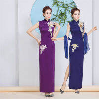 แคทวอล์ค Chinoiserie สาธารณรัฐหนุ่มสาวอารมณ์ Cheongsam ขนาดคิงไซส์หญิงอ้วนดูผอม แคทวอล์คโชว์ระดับไฮเอนด์ Cheongsam