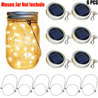 20216X Solar Led Fairy Light Outdoor Mason Jar Bottle Lid String Light LED Garland Colorful Wedding Christmas Garden Decor Lantern
