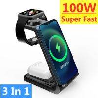 ZZOOI 100W 3 In 1  Wireless Charger Stand Dock For Apple Watch 8 7 AirPods iPhone 14 13 12 11 XS X 8 Induction Fast Charging Station