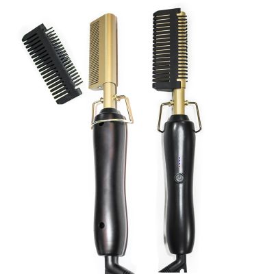 【CC】 Hair Hot Heating Comb Flat Irons Straightening Straight Styler Corrugation Curling Iron Curler