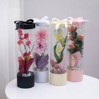 【CW】 Transparent Window Cylinder Mother Day Floral Arrangement Bouquet