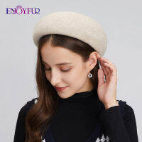 ENJOYFUR Autumn Winter Women Beret Hats Warm Soft Australian Wool Fedora Cap Fashion Casual Female French Artist Brand Felt Hat