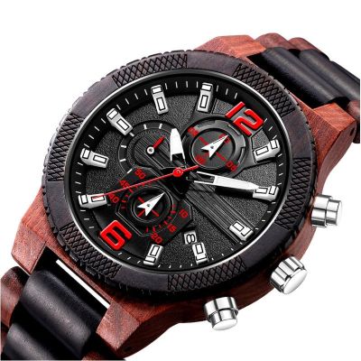 huang new sports watch quartz man wood wooden watches big dial ₪