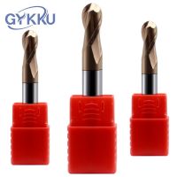 GYKKU HRC55 ดอกเอ็นมิลคาร์ไบด์บอลจมูก 2 ขลุ่ยทังสเตนเหล็กตัด CNC Router Bit Milling เครื่องมือตัด R0.5 R1 R2 R3 R4 R5