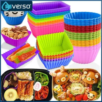 78PCS Silicone Lunch Box Dividers Bento Cupcake Liners Muffin Cups