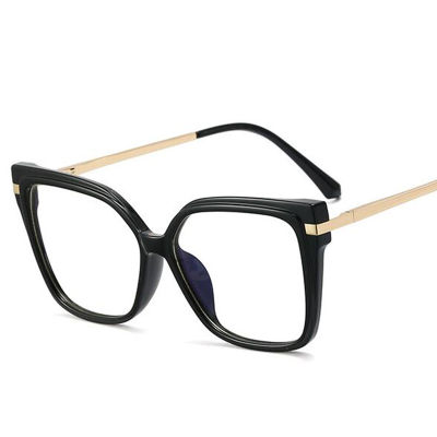 Stylish Optics Minus Myopia Glasses Women Leopard Oversized Square Eyeglasses Frame Metal Computer Anti Blue Light Glasses 0~-6.