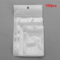 100pcs Pearlescent bag White/Clear Plastic Retail Pack Poly Self Seal Hang Hole Storage Packaging Bag