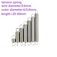 10PCS 0.6mm stainless steel Tension spring with a hook extension spring outer diameter 4mm to 6mm length 15mm to 60mm